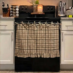 tablier cuisine rustique motif champêtre carreaux couleurs beige vert marron rouge poches ustensiles
