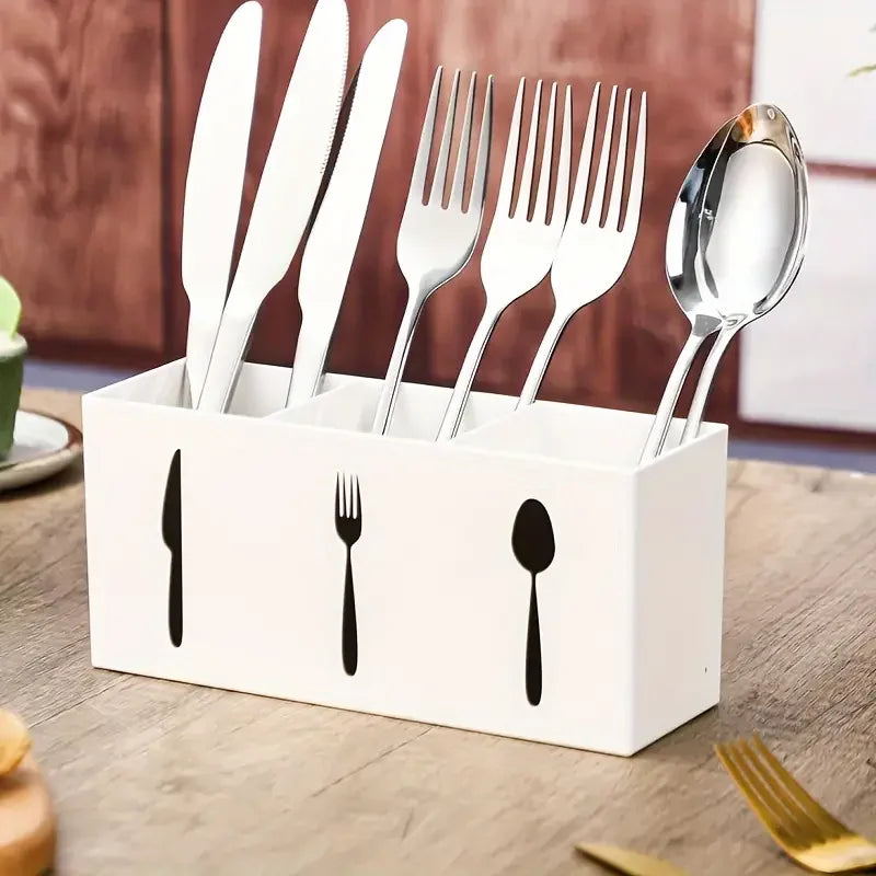rangement couverts moderne noir blanc couteaux fourchettes cuillères minimaliste cuisine porte couverts ustensiles organisation