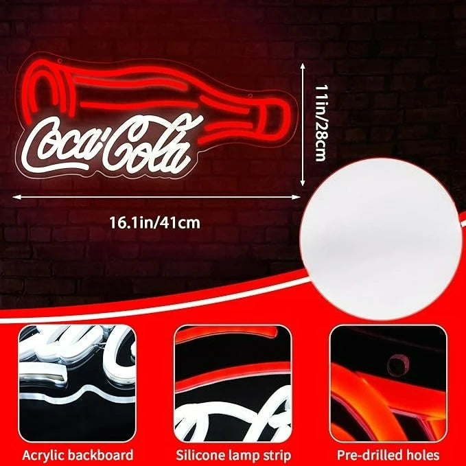 néons lumineux Coca Cola Pepsi adhésifs câble USB rouge blanc bleu moderne
