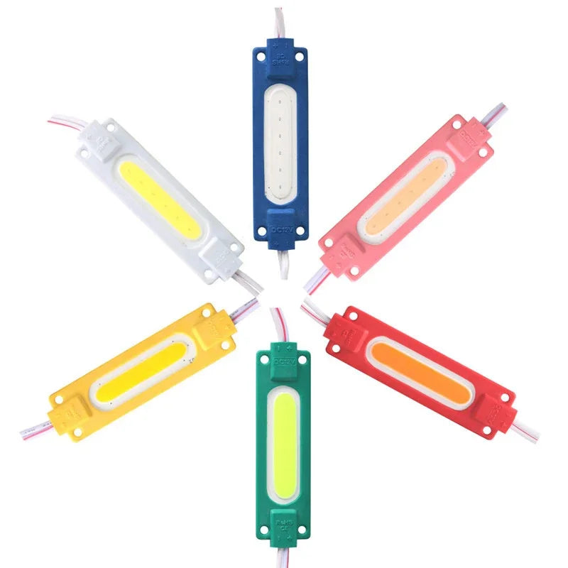 modules led cob 12v blanc vert bleu rouge orange jaune gris ip65 waterproof adhésifs