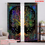 rideau boho arbre vie noir rouge orange jaune vert bleu violet floral opacité classique