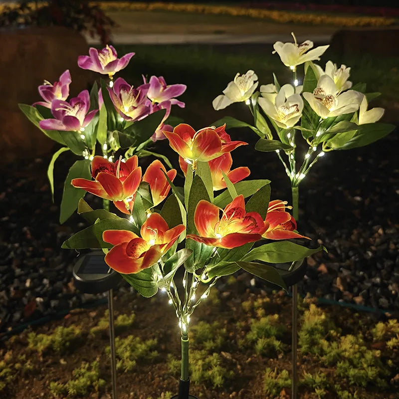 bouquet lumineux solaire violet rose rouge blanc jaune moderne fleurs artificielles feuilles vertesétalement