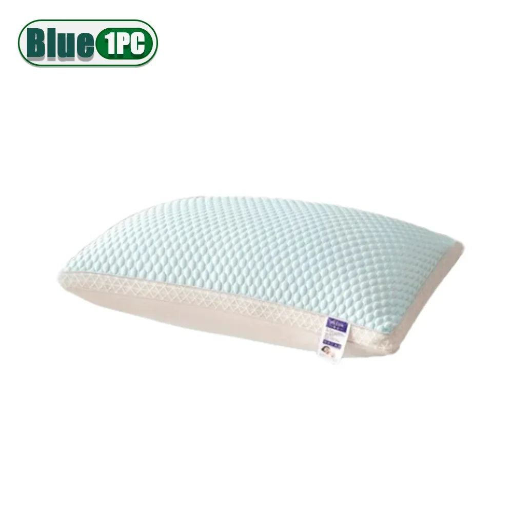 oreiller rafraîchissant fibre polyester géométrique blanc bleu clair moderne confortable coton hexagonal lit voyage