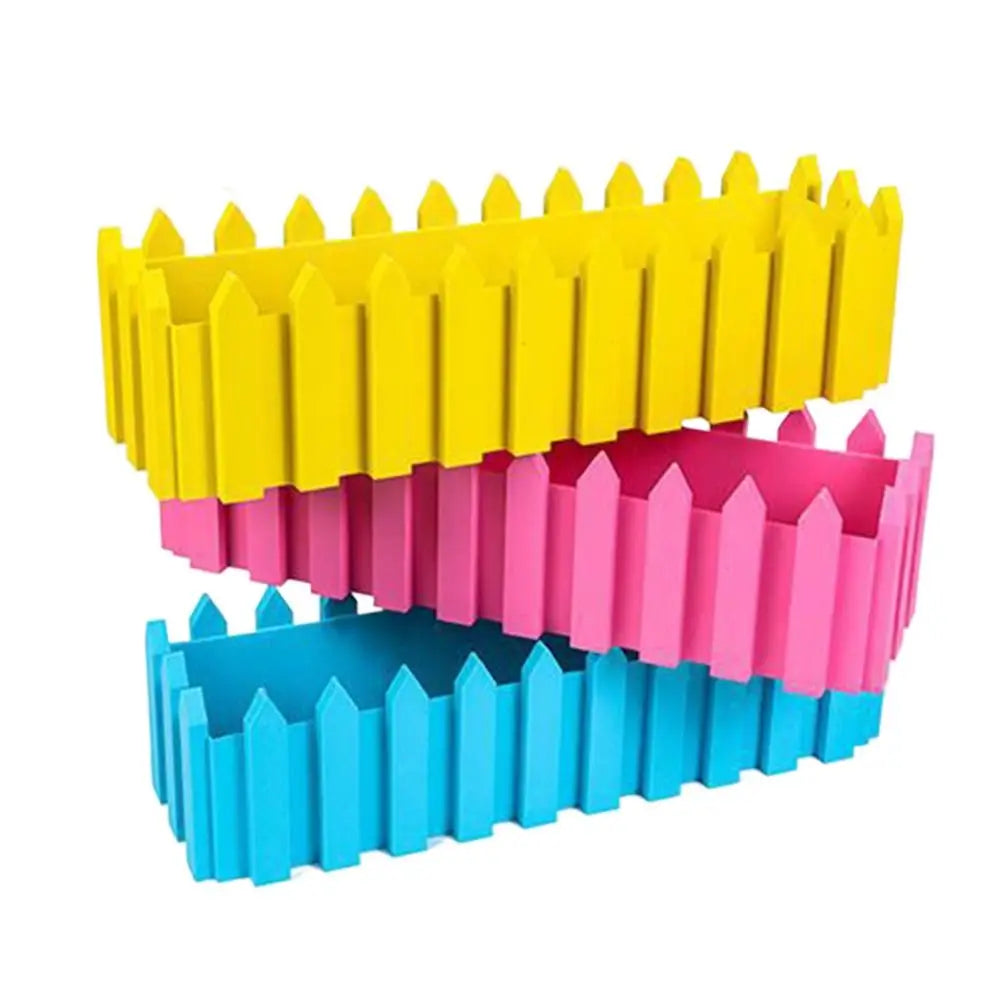 clôture décorative moderne pots fleurs réutilisables jaune rose bleu vert violet blanc
