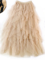 jupe féminine tulle élégante bleu clair noir rose pâle translucide plissée haute élasticité coton