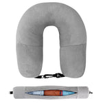 coussin voyage velours gris bleu forme remplissable clips poignées transport