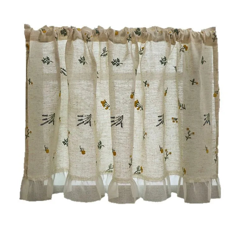 Vue rapprochée du tissu en coton et lin avec ourlets