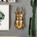 statues d'insectes dorées acrylique texture métallique réaliste salon décoration ornement mur opaque