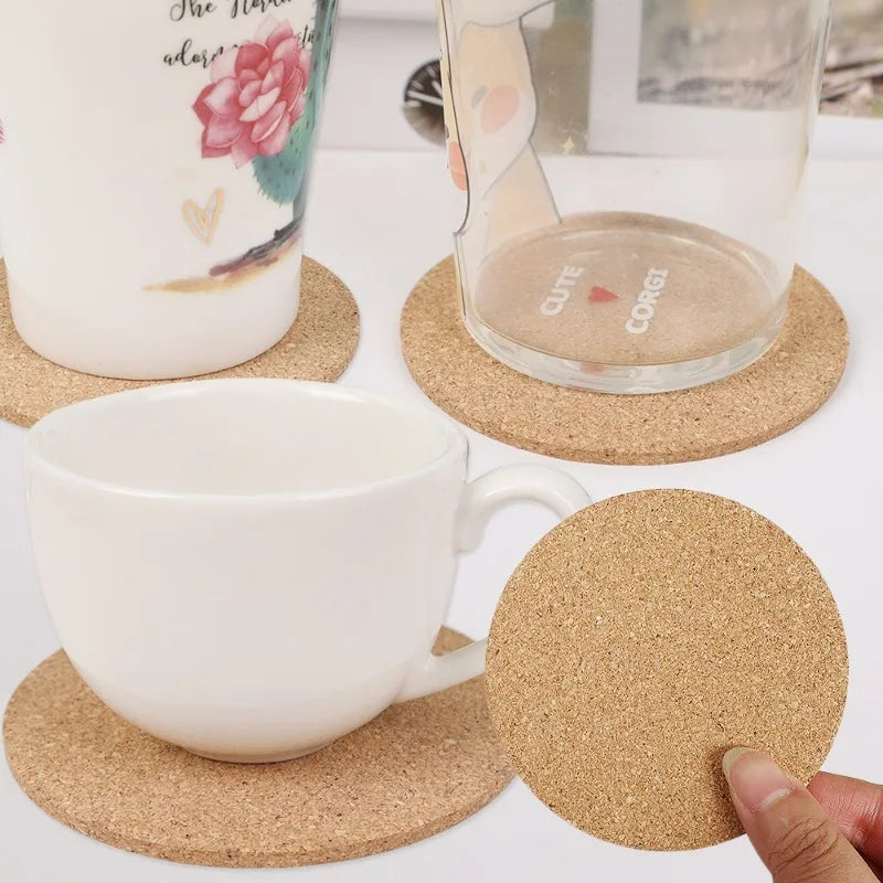 coasters liège naturel simples rustiques boissons table decoration beige rustic round