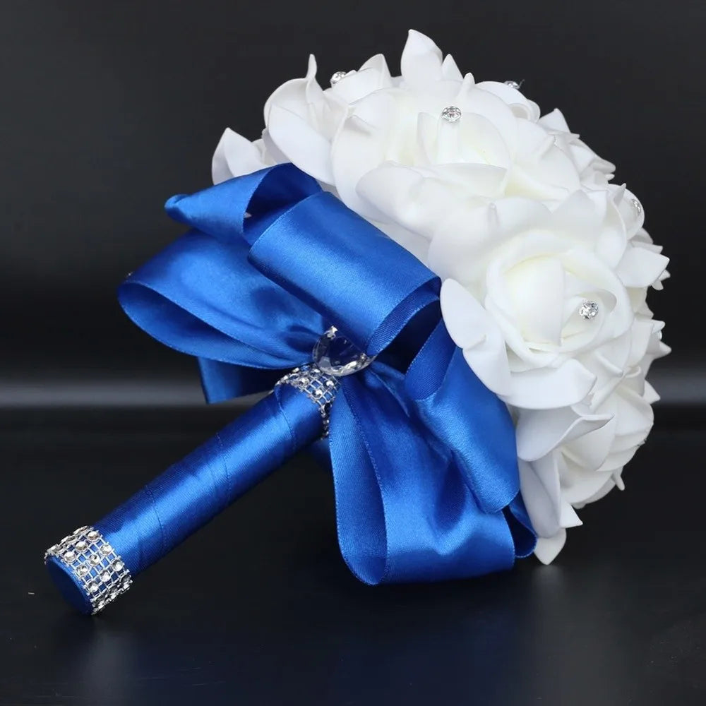 bouquet artificiel roses blanc bleu rouge violet décoration mariage anniversaire élégant intérieur