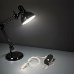 lampe table noire moderne prise électrique vis fixation cordon blanc