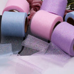 ruban décoratif pailleté bleu clair rose vert pastel translucide brillant 5mètres