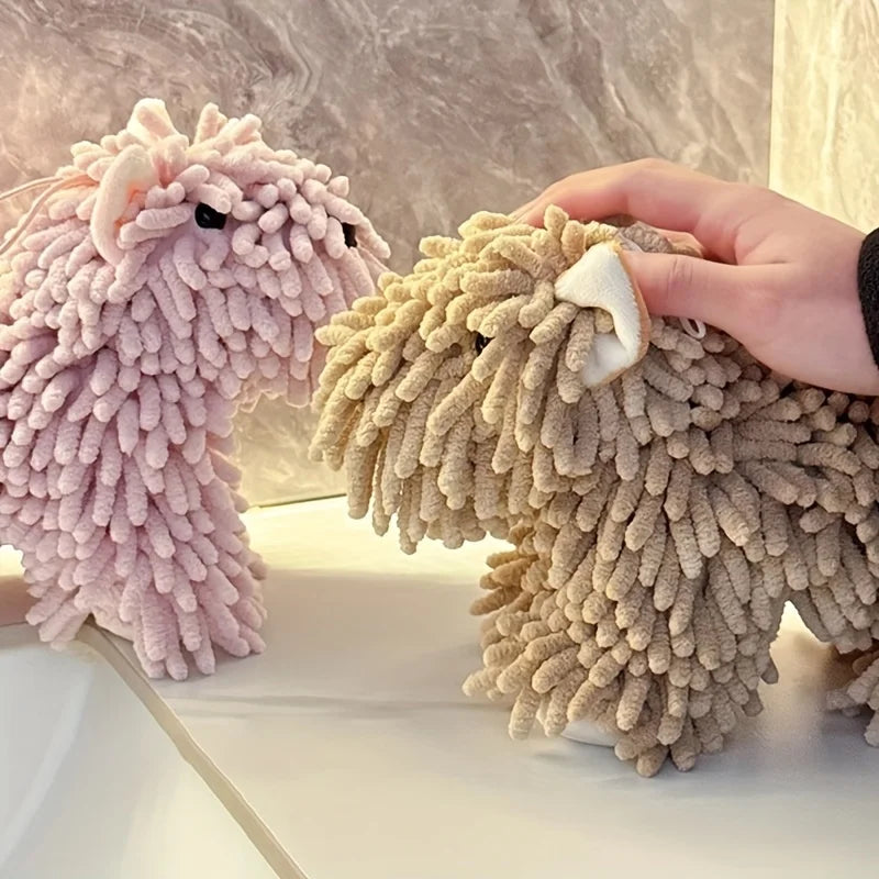 serviette éponge animale bleu rose beige gris peluche adhésive mignonne créative simple
