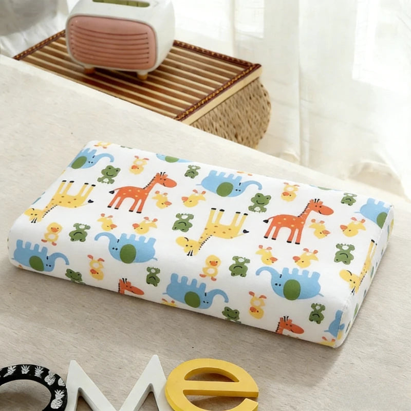 oreiller enfant latex coton motif voitures ours points anti apnée confortable quatre saisons
