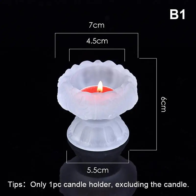 support bougie verre transparent forme fleur lotus décor maison artisanal coupe vent porte bougie