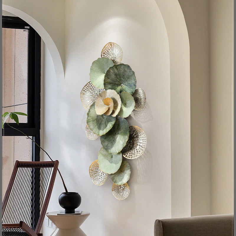 Vue de côté montrant les dimensions de la suspension murale fleurs 120cm