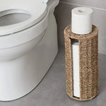 porte rouleaux papier toilette pied tressé rustique bohème sans perçage organisateur salle bain