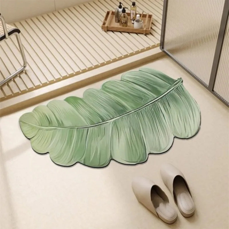 tapis bain anti dérapant vert feuille bananier moderne lavable machine respectueux environnement diatomiteSizeMode26