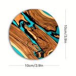 coasters bois naturel moderne 10cm marron bleu turquoise décoration table maison respectueux environnement