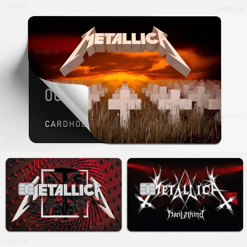 autocollants graphiques metallica cartes bancaires réutilisables waterproof noir rouge bleu