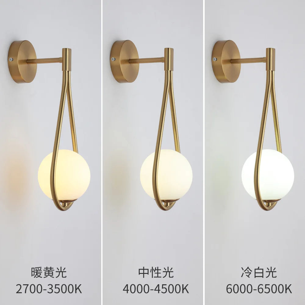 lampe murale moderne or noir goutte verre métal chambre entrée 249lm 90260v