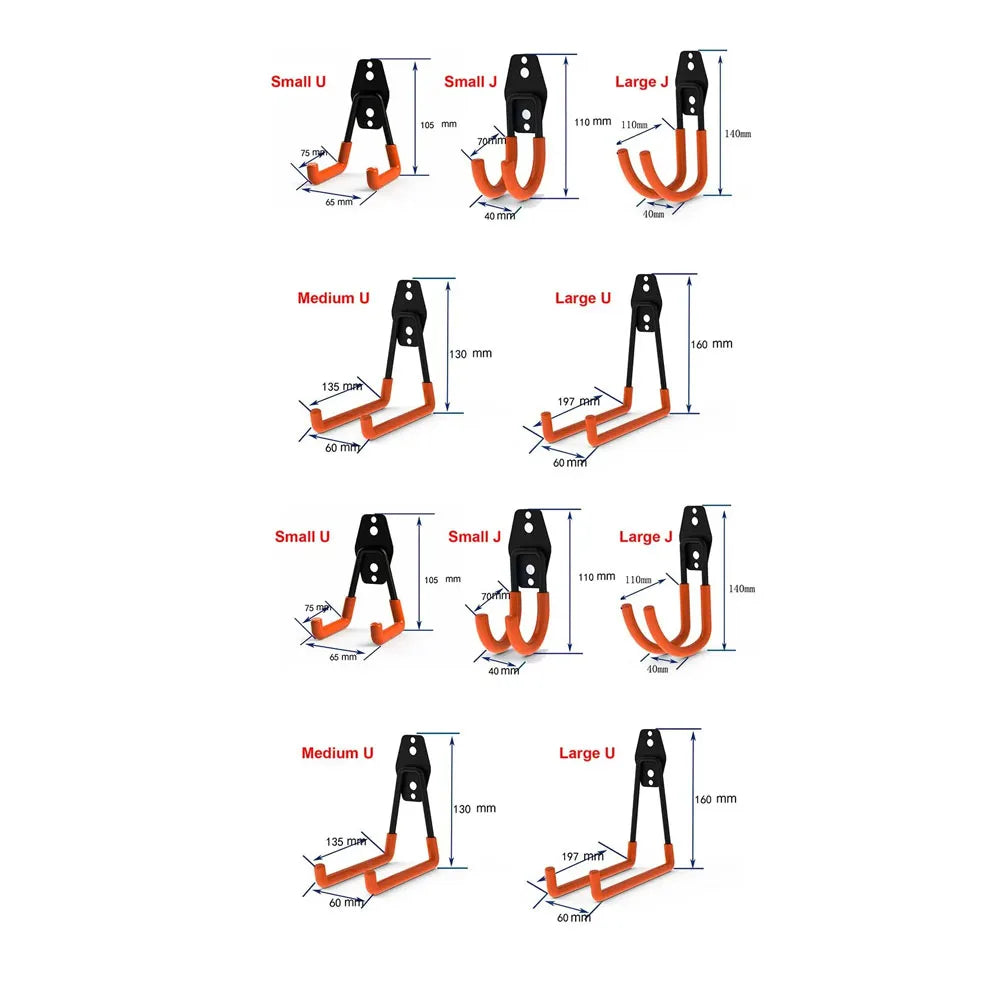crochet mural moderne noir orange fixations vis chevilles support garage vélos équipements sport