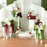 décoration événement bouquet fleurs artificielles rouge blanches vertes extérieur intérieur classique