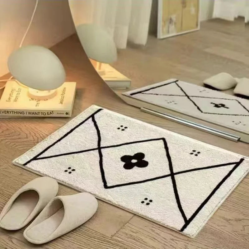 tapis bain doux antidérapant motif rayures moderne salle bain salon maison intérieur