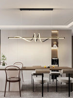 suspension lumineuse moderne spirale noir blanc chaud lumière diffusée contemporaine chambre salon