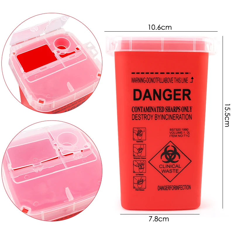 boîte recyclage couteaux rasoir biohazard noir rouge jaune danger securite 1l