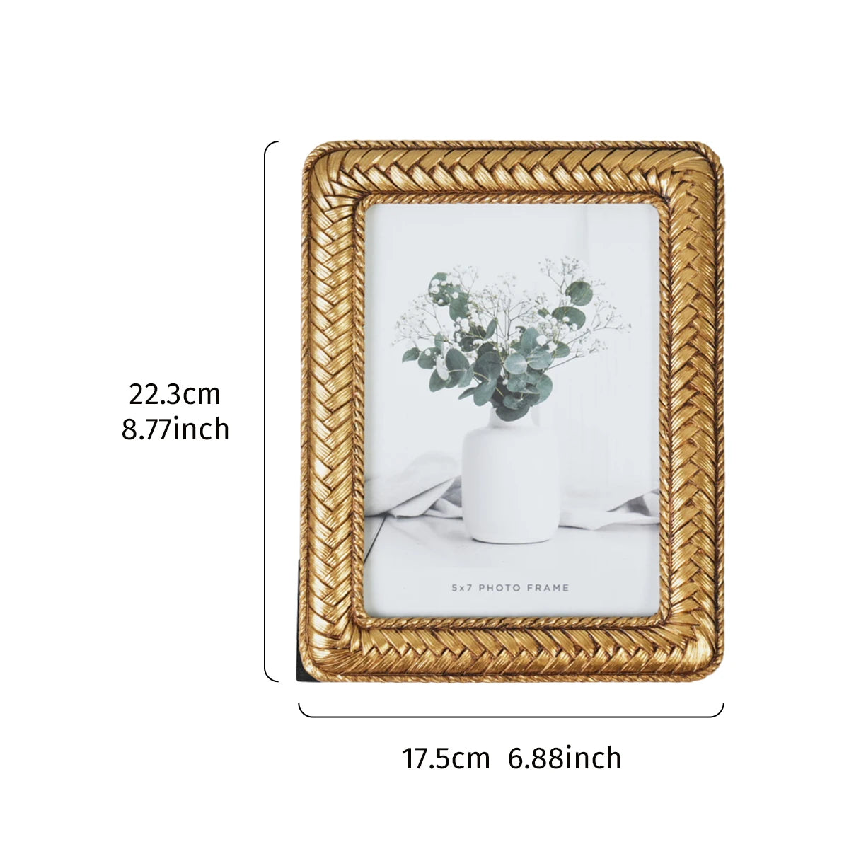 cadre photo résine tressée or decoratif moderne classique posé support