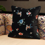 housses d'oreiller brodées fleurs velours coton polyester lit décoration salon orange rose