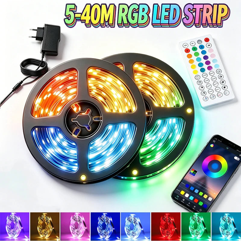ruban led rgb multicolore moderne éclairage chambre salon télécommande application