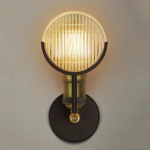 lampe murale industrielle vintage transparente noir doré striés éclairage chambre cuisine salle manger