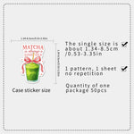 stickers graphiques moderne vert rose blanc adhésifs pack 50 pièces différents motifs floral