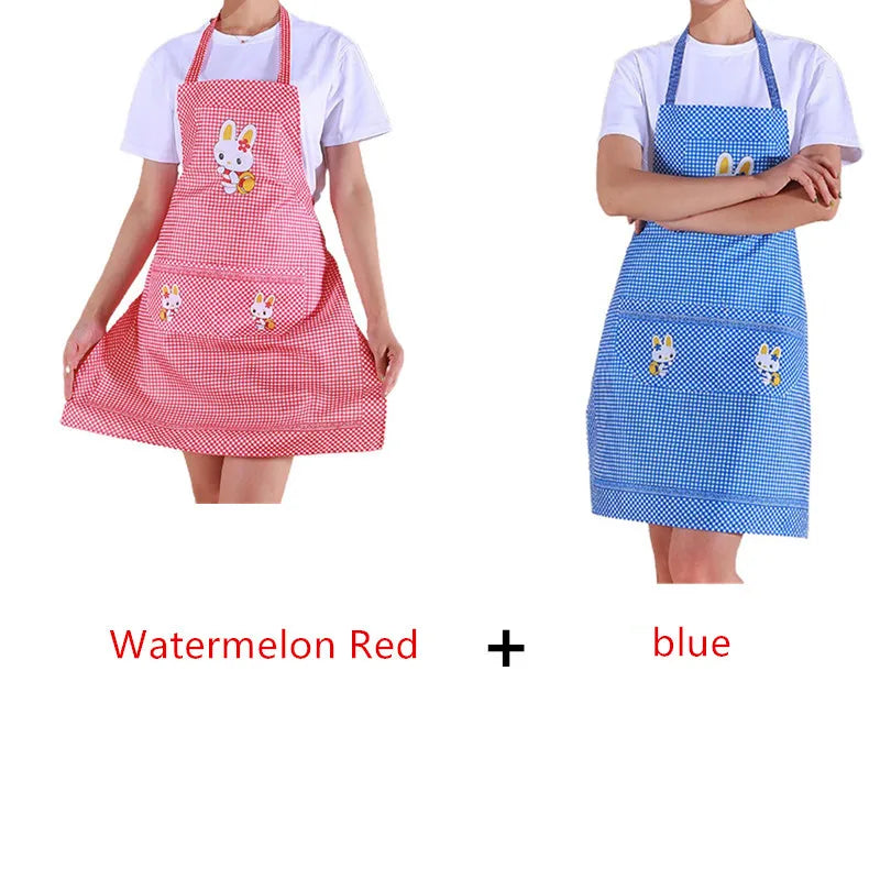 tablier cuisine rose bleu carreaux blancs lapin moderne décontracté poche collier