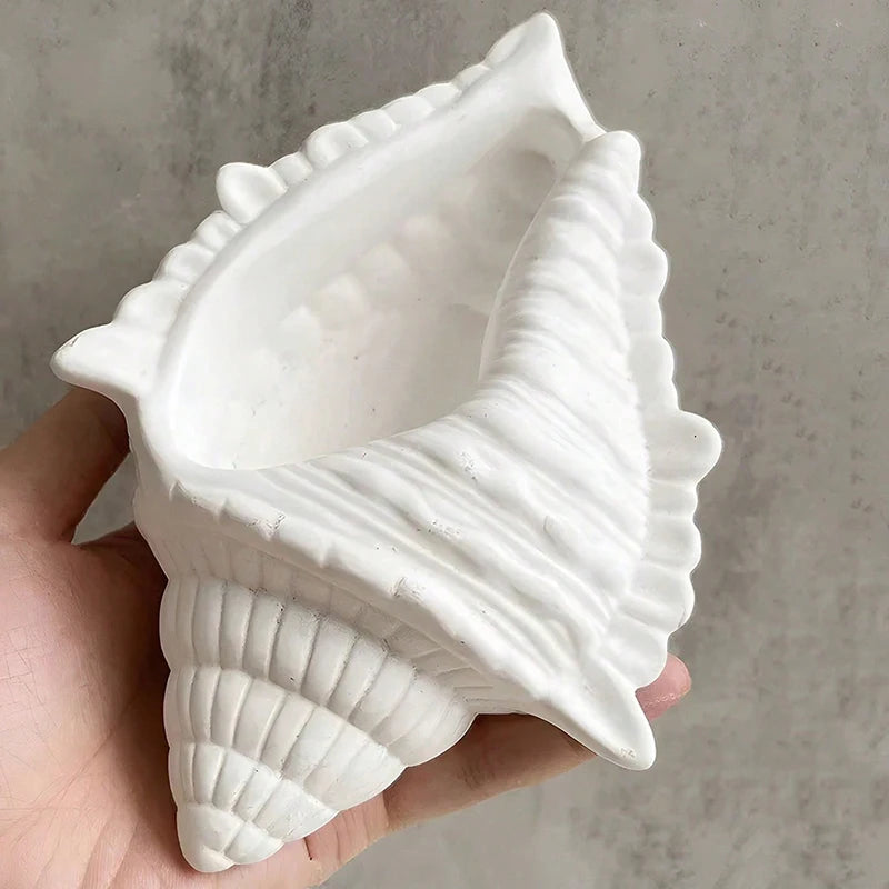 coquillage blanc relief pot bijoux fleurs séchées bohème réaliste intérieur élégant silicone durable unique