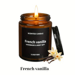 bougies parfumées aromathérapie marron clair sans motif moderne 35 heures soja vanille jasmin citron