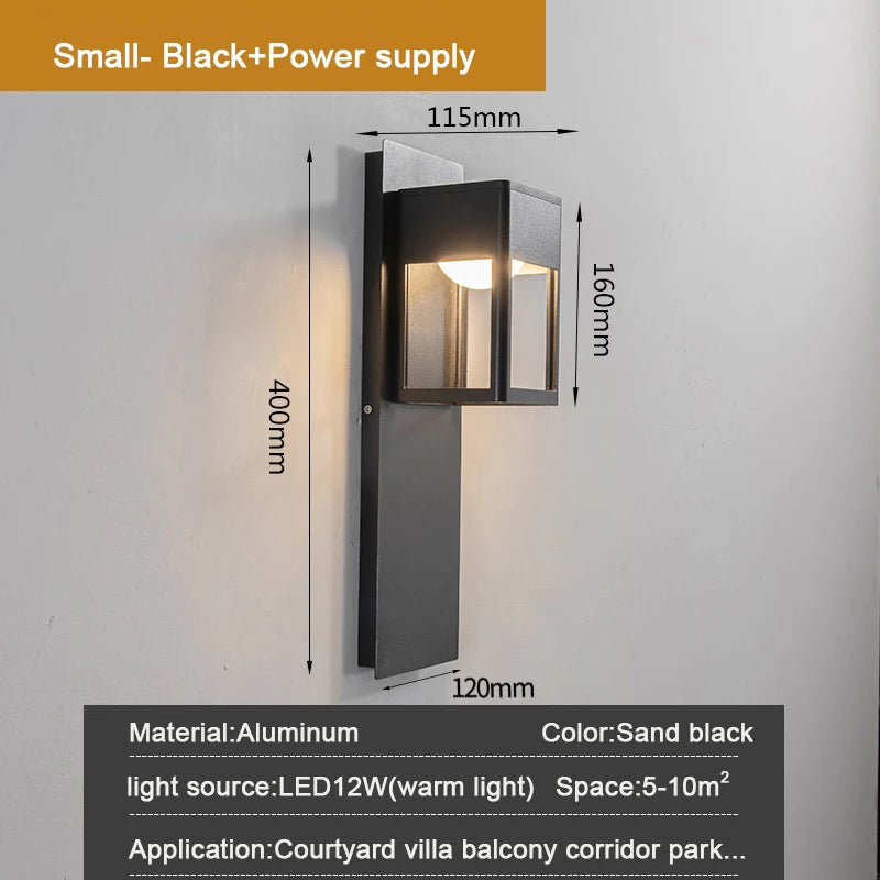 lampe murale led détecteur mouvement ip67 étanche moderne noir aluminiumextérieur contemporain 400mm haute qualité
