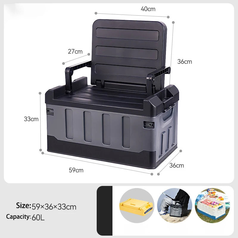 Boîte de rangement extérieure 60L pliable en PP jaune