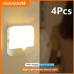 lampe nuit capteur mouvement rechargeable usb type blanc moderne aimantée flux lumineux faible certification