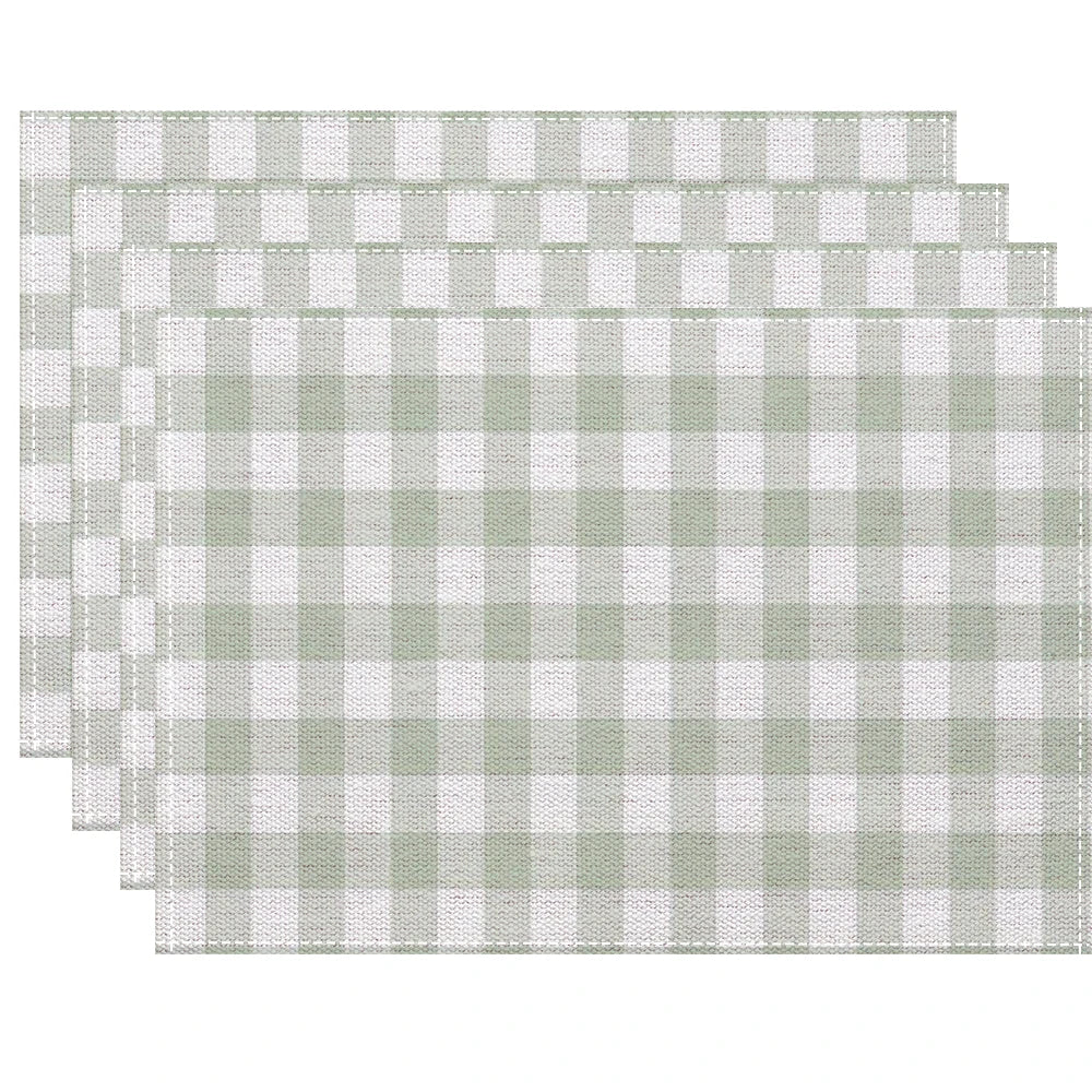 serviettes table carreaux fruits fleurs moderne rose clair gris clair bleu clair jaune clair