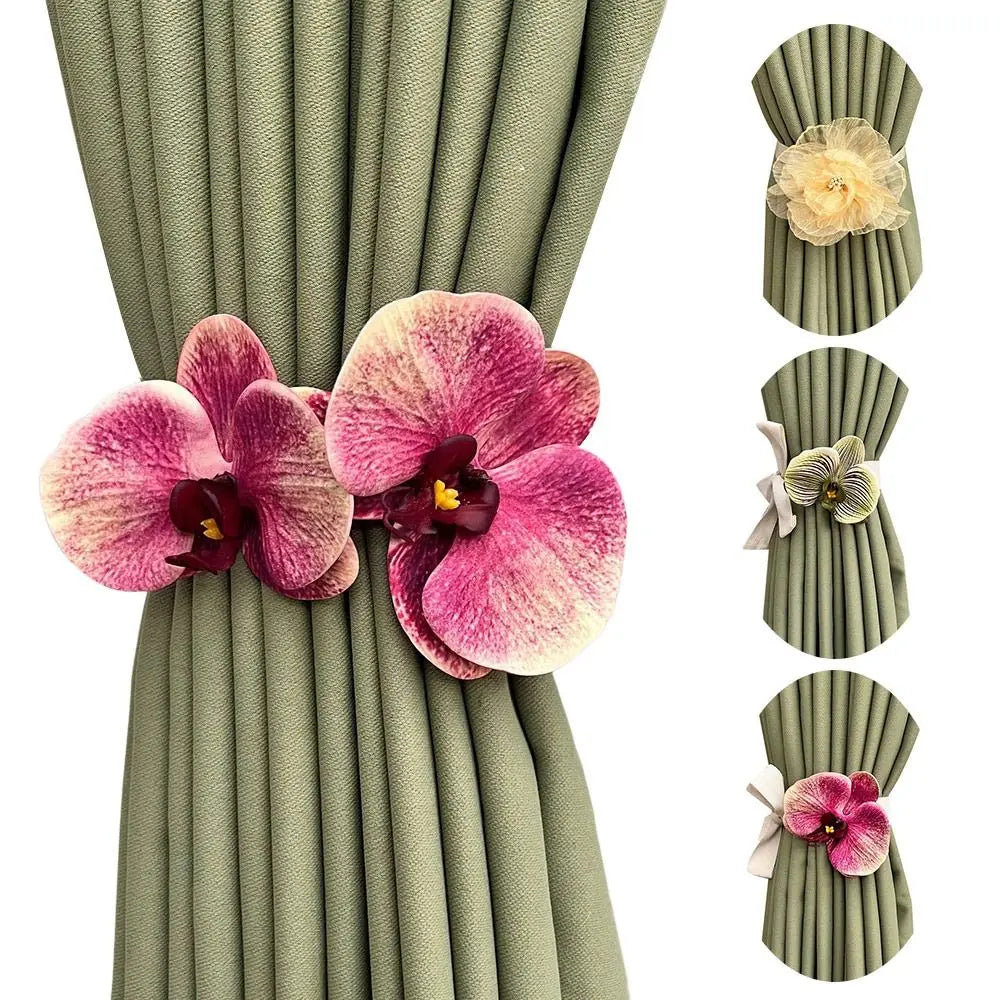 accessoires rideau fleurs artificielles couleurs multiples tissu coton plissé floral romantique fixations corde
