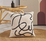 coussin abstrait brodé visages blanc moderne nordique 45x45cm decoration canapé chaise véhicule