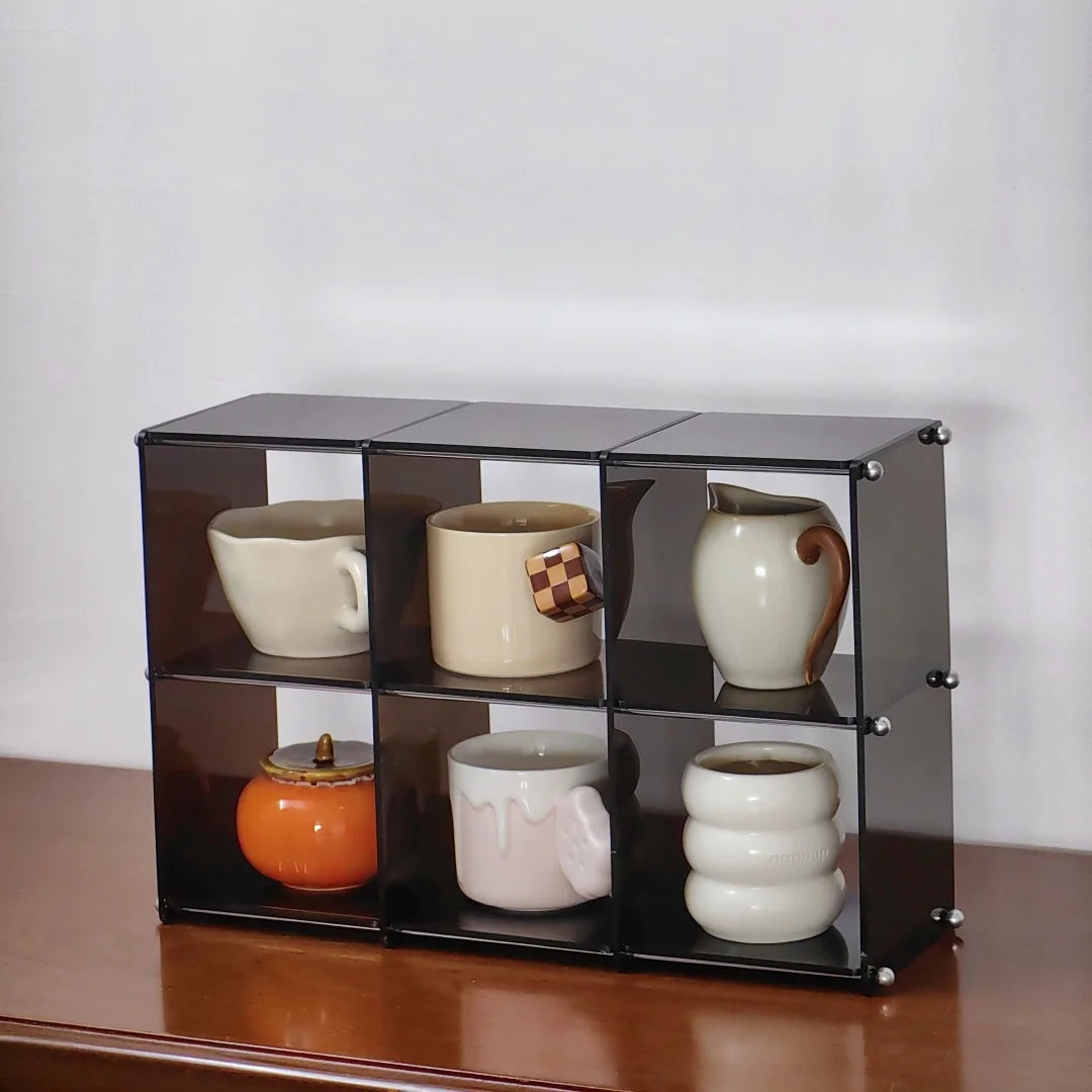 présentoir rangement tasses transparent moderne cuisine support minimaliste pieds accessoires pot gâteau