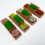 miniature jardin fleurs artificielles potées orange vert blanc rose rouge réalisteextérieur diorama accessoire