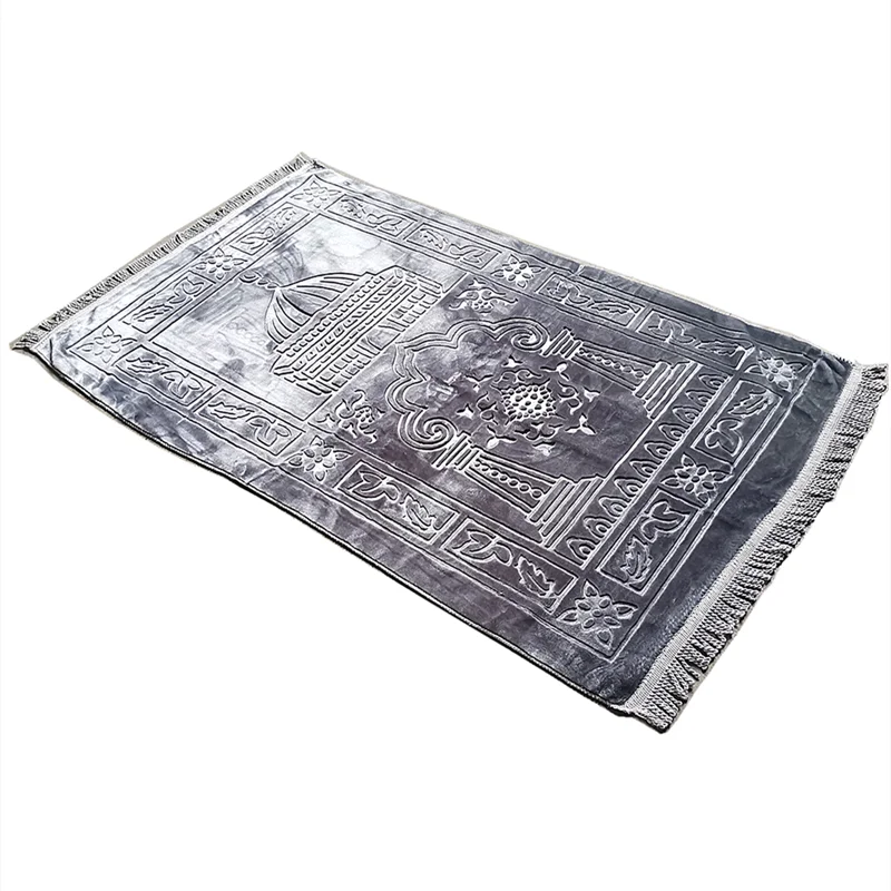 tapis prière polyester velours motifs géométriques floraux gris bleu vert violet moderne élégant İslam