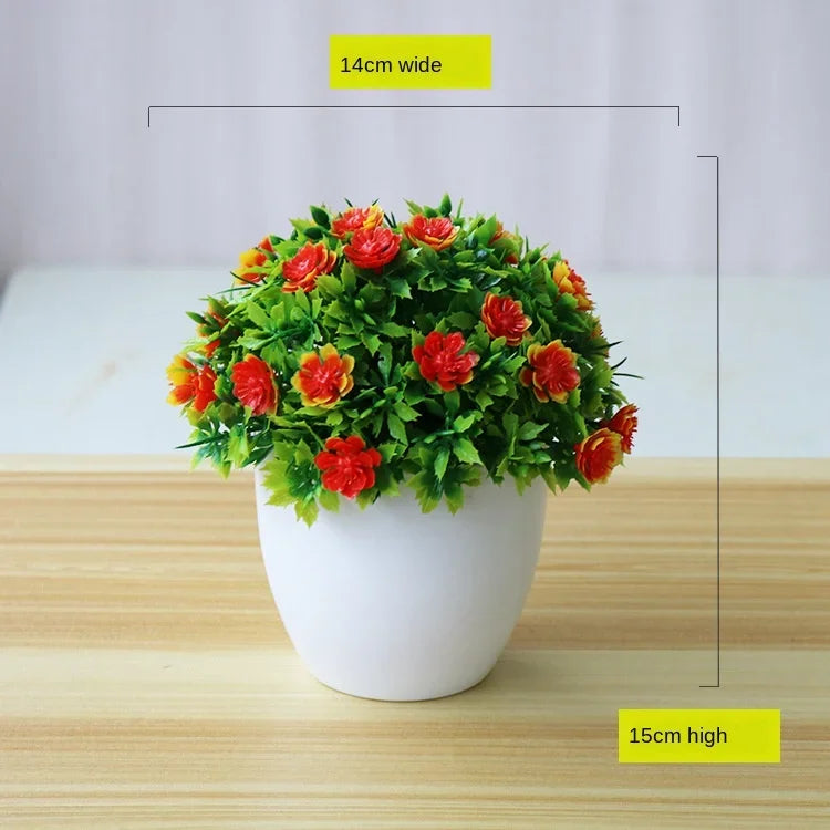 décoration intérieure pot fleurs artificielles bonsaï moderne blanc rouge violet jaune