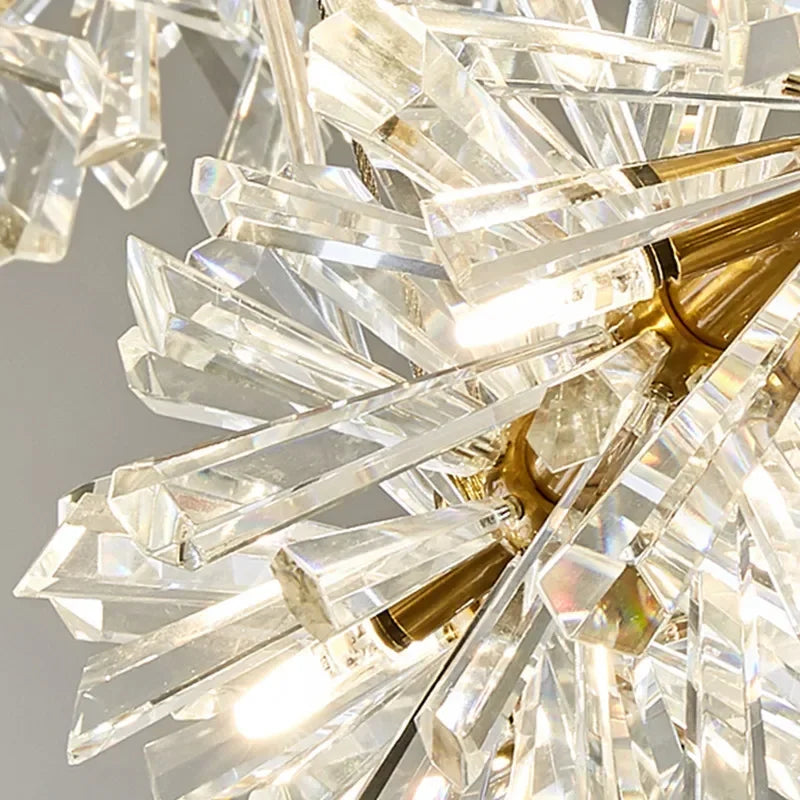 lustre suspension moderne cristal doré transparent luminaires salon luxe géométrique
