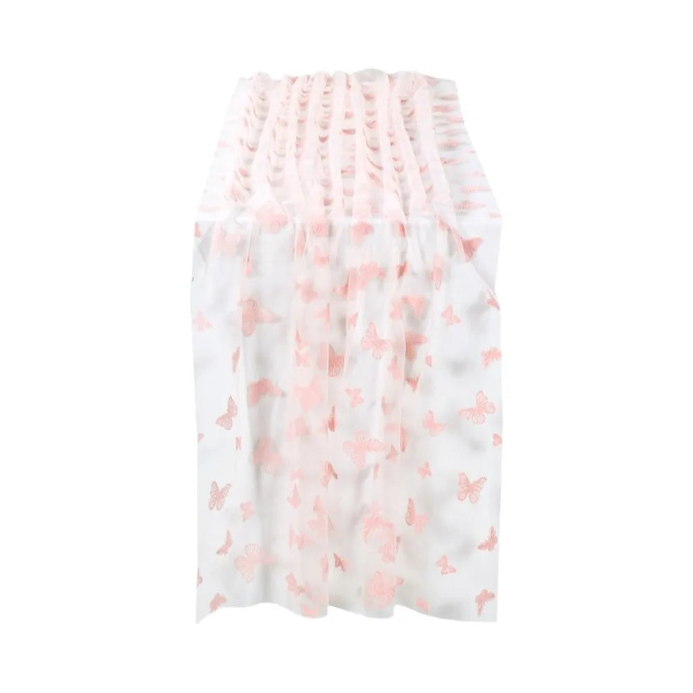 nappe décorative transparente papillons brodés rose violet blanche festive romantique table anniversaire élégante événementière